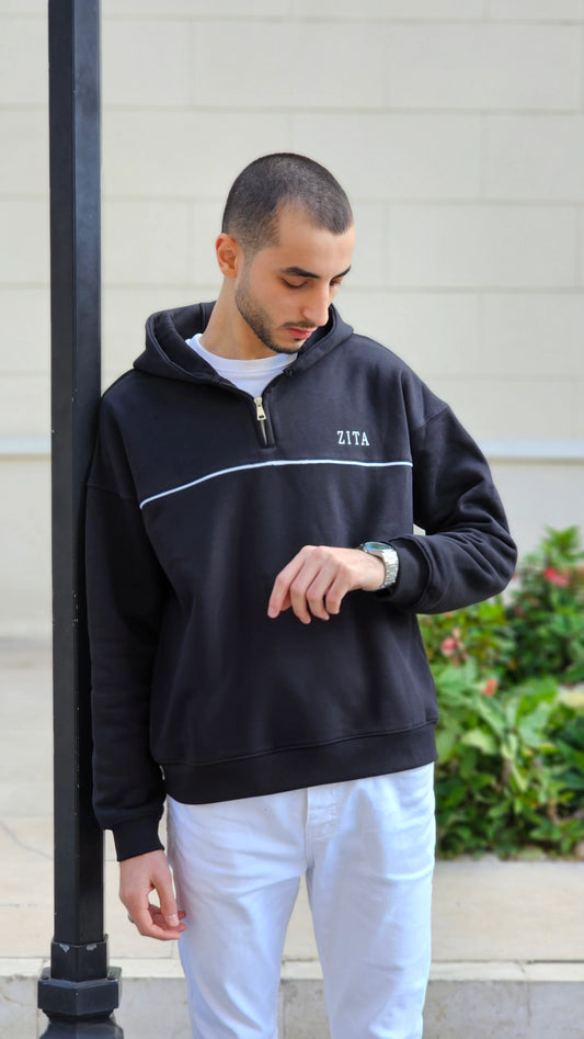 Quarter - Zipper Hoodie (Black)