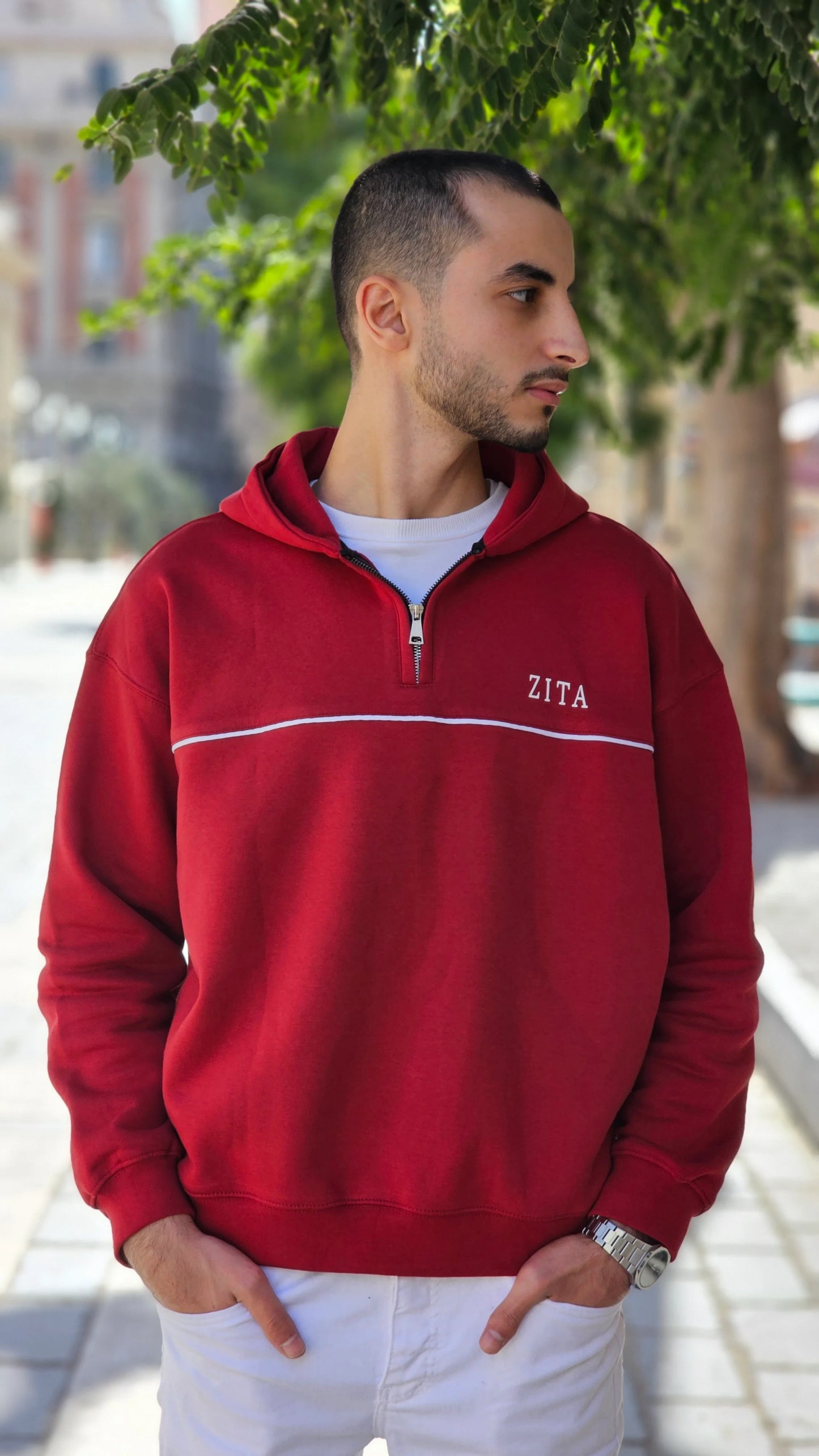 Quarter - Zipper Hoodie (Burgundy)